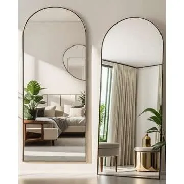 NEARBYSD Oversized Full Body Mirror, Arched Full Length Mirror with Stand, 76"x34" Hanging or Leaning, Standing Mirror, Body Mirror, Wall Mounted Mirror with Aluminum (Black)