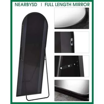 NEARBYSD Oversized Full Body Mirror, Arched Full Length Mirror with Stand, 76"x34" Hanging or Leaning, Standing Mirror, Body Mirror, Wall Mounted Mirror with Aluminum (Black)