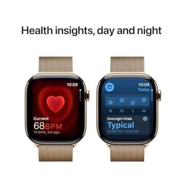 Apple Watch Series 10 [GPS + Cellular 46mm] with Gold Titanium Case with Gold Milanese Loop - M/L. Fitness Tracker, ECG App, Always-On Retina Display, Carbon Neutral with AppleCare+ (2 Years)