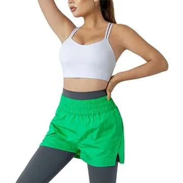 MCEDAR High Waisted Athletic Shorts for Women with 2 Side Pockets 2.5“ Workout Running Shorts Flowy Quick Dry Hiking 031DK-Kelly Green/Cm