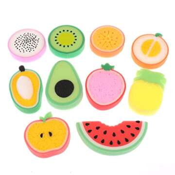 IYSHOUGONG 1PCS Bath Sponge Fruit Shaped Assorted Fruits Ultra Soft Bath Sponge Cute Fruit Sponge Brush Fruit Bath Cotton Bath Sponge for Apply Body Wash in The Shower
