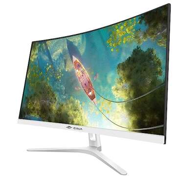 CRUA 27" Curved White Monitor, Full HD(1920x1080P) VA Panel 1800R 100HZ 99% sRGB Professional Comput...