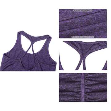 icyzone Workout Yoga Fitness Sports Racerback Tank Tops for Women(S, Purple)