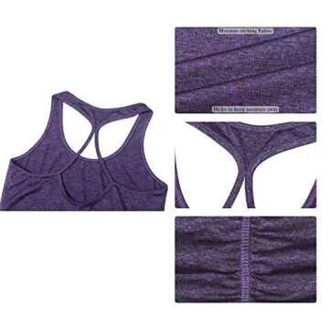 icyzone Workout Yoga Fitness Sports Racerback Tank Tops for Women(S, Purple)