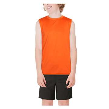 Black Bear Boys' Athletic Tank Tops - 4 Pack Dry-Fit Performance Muscle Shirts for Boys - Sleeveless Active Gym Tops (4-18), Size 4-6, Black/Green/Grey/Orange