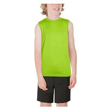 Black Bear Boys' Athletic Tank Tops - 4 Pack Dry-Fit Performance Muscle Shirts for Boys - Sleeveless Active Gym Tops (4-18), Size 4-6, Black/Green/Grey/Orange