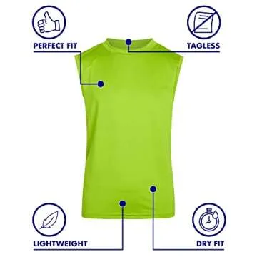 Boys Athletic Tank Tops - 4 Pack Dry-Fit Performance Shirts