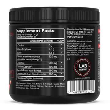 PEScience Prolific Pre Workout for Energy & Pump
