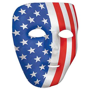 Red, White & BluePatriotic Full Face Plastic Mask - 6.25" x 7.75" (Pack Of 1) - Perfect For Parties,...