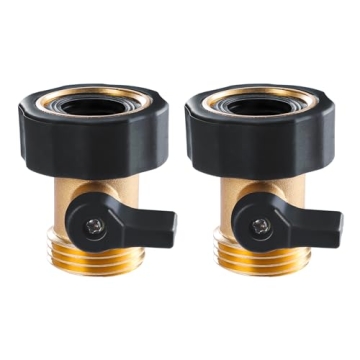 Twinkle Star Heavy Duty Brass Shut Off Valve Garden Hose Connector, Set of 2, TWIS3001