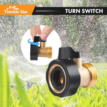 Twinkle Star Heavy Duty Brass Shut Off Valve Garden Hose Connector, Set of 2, TWIS3001