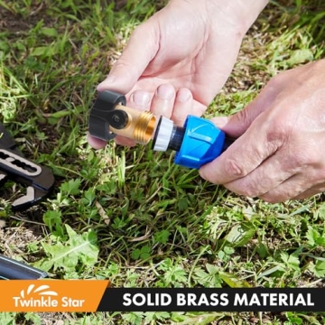 Twinkle Star Heavy Duty Brass Shut Off Valve Garden Hose Connector, Set of 2, TWIS3001