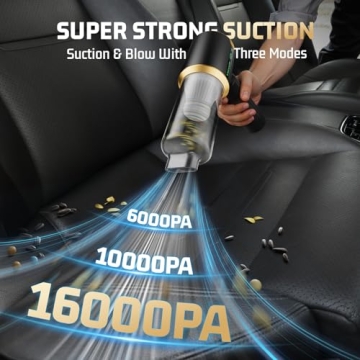 JIXINMIYUE Car Handheld Vacuum: Ultra-Strong Suction & Compact Design for Home and Car Cleaning
