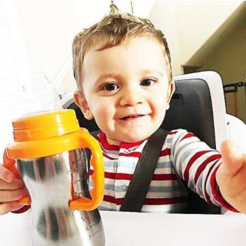 Thinkbaby Stainless Steel Sippy Cup, Pink (9 ounce)