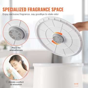 VEVOR Towel Warmer Bucket, 20L Large Towel Warmer for Bathroom, Auto Shut Off Towel Heater with 4-Level Timer Fits up to Two 40"x70" Oversized Towels, Bathrobes, Blankets, ETL & FCC Certified