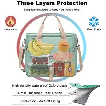 Weitars Insulated Lunch Bag - Stylish Lunch Cooler Bag