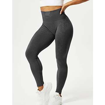 YEOREO Women High Waist Workout Gym Smile Contour Seamless Leggings Yoga Pants Tights Gray S