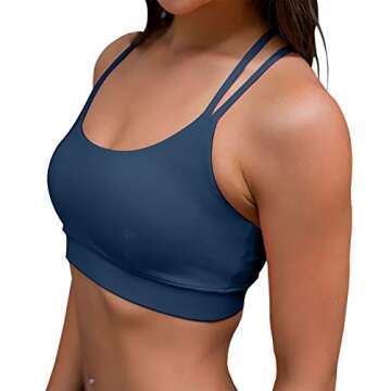 YIANNA Sports Bras for Women Cross Back Padded Sports Bra Medium Support Wirefree Strappy Workout Ac...