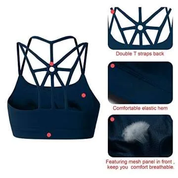 YIANNA Cross Back Padded Sports Bra for Women