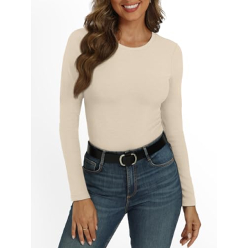 AUTOMET Women's Ribbed Long Sleeve Fall T-Shirts