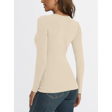 AUTOMET Women's Ribbed Long Sleeve Fall T-Shirts