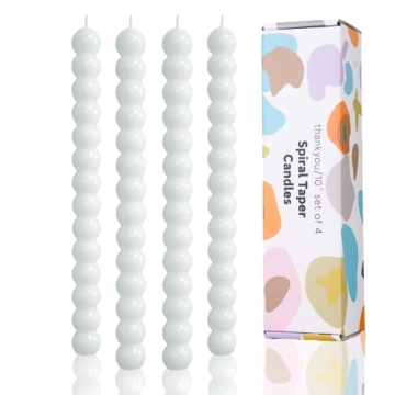LPUSA White Spiral Taper Candles - 10 Inch Dripless Unscented Set for Weddings and Events