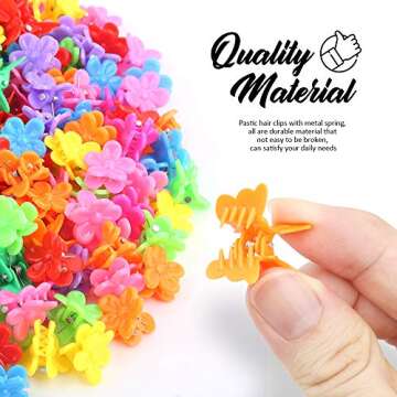 YGDZ 200pcs Small Claw Cute Flower Butterfly Hair Clips for Baby Girls, 8 Assorted Colors