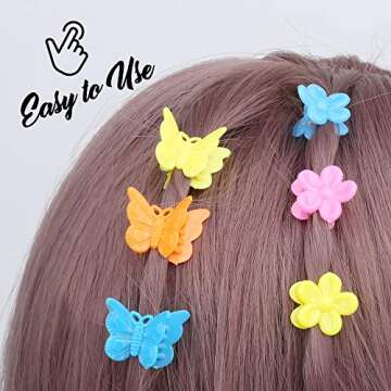YGDZ 200pcs Small Claw Cute Flower Butterfly Hair Clips for Baby Girls, 8 Assorted Colors