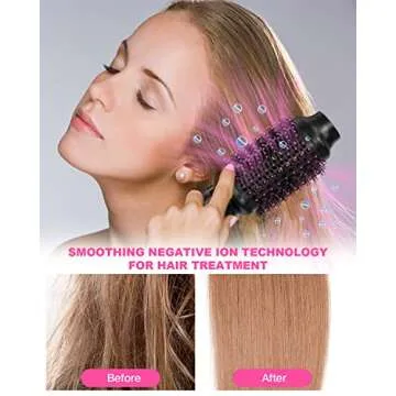 LOVEPS Blow Hair Dryer Brush One-Step Hot Air Brush and Volumizer, Oval Brush for Blow Drying, 4 in 1 Styling Tools for Women, Pink