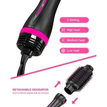 LOVEPS Blow Hair Dryer Brush One-Step Hot Air Brush and Volumizer, Oval Brush for Blow Drying, 4 in 1 Styling Tools for Women, Pink