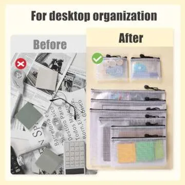 EOOUT 56pcs Mesh Zipper Pouch, 8 Sizes Waterproof Zipper Bags, Plastic Zip File Docunment Folders, Multipurpose for Board Games Travel Storage, School Supplies, and Home Organization, Black