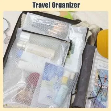 EOOUT 56pcs Mesh Zipper Pouch, 8 Sizes Waterproof Zipper Bags, Plastic Zip File Docunment Folders, Multipurpose for Board Games Travel Storage, School Supplies, and Home Organization, Black