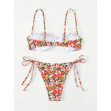 Stylish WDIRARA Floral Print Bikini Set for Women