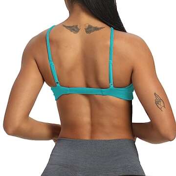Aoxjox Women's Workout Sports Bras Fitness Adjusted Backless Padded Ariel Halter Bra Yoga Crop Tank Top (Cascade Blue, XX-Large)