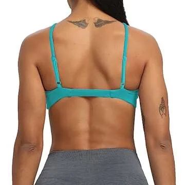 Aoxjox Women's Workout Sports Bras Fitness Adjusted Backless Padded Ariel Halter Bra Yoga Crop Tank Top (Cascade Blue, XX-Large)