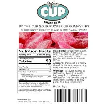 By The Cup Sour Pucker-up Gummy Lips, 1 Lb Bag