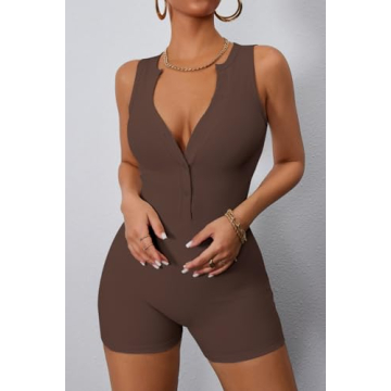 CHYRII Women's V Neck Jumpsuit for Yoga and Casual Wear