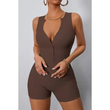 CHYRII Women's V Neck Jumpsuit for Yoga and Casual Wear