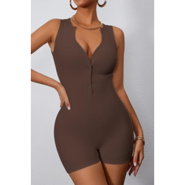 CHYRII Women's V Neck Jumpsuit for Yoga and Casual Wear