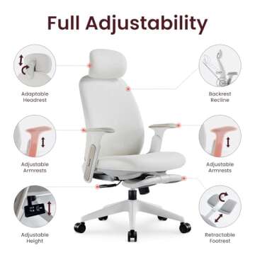 TopJob Ergonomic Bouclé Office Chair for Comfort & Style