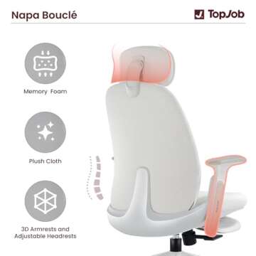 TopJob Ergonomic Bouclé Office Chair for Comfort & Style