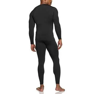 TSLA Men's Thermal Underwear Set, Microfiber Soft Fleece Lined Long Johns, Winter Warm Base Layer Top & Bottom, Soft Micro Fleece Black, XX-Large