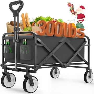 Collapsible Folding Wagon Cart with Heavy Duty Design and Large Capacity