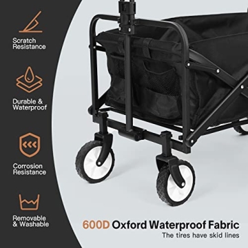 Heavy Duty Folding Beach Wagon with 220 lbs Capacity