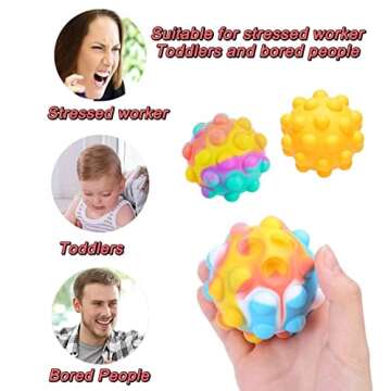 LOPSEN 6 Pcs Pop Balls Fidget Toy For Stress Relief