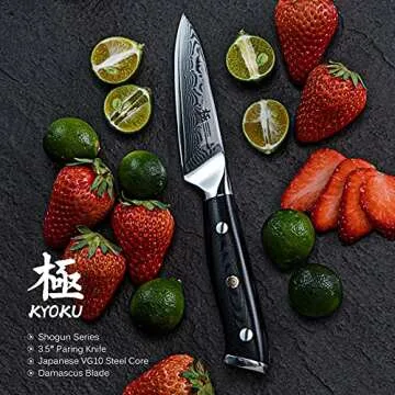 KYOKU Paring Knife - 3.5" - Shogun Series - Japanese VG10 Steel Core Damascus Blade - with Sheath & ...