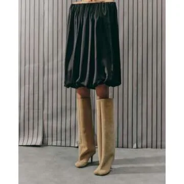 Women's Knee High Faux Suede Boots with Kitten Heel