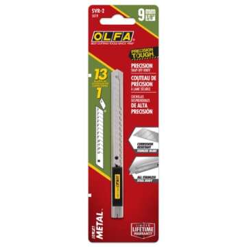 OLFA 9mm Stainless Steel Utility Knife (SVR-1) - Multi-Purpose Retractable Precision Knife w/Snap-Off Blade, Replacement Blades: Any OLFA 9mm Blade