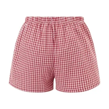 Stylish Women's Y2K Plaid Boxer Shorts for Summer