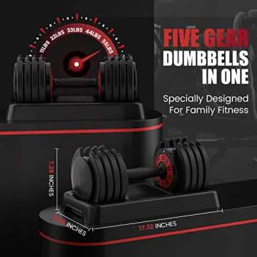 Flash Limp Adjustable Dumbbell 55LB Single Dumbbell 5 in 1 Dumbbell Weight Adjust with Anti-Slip Metal Handle, Ideal for Full-Body Home Gym Workouts